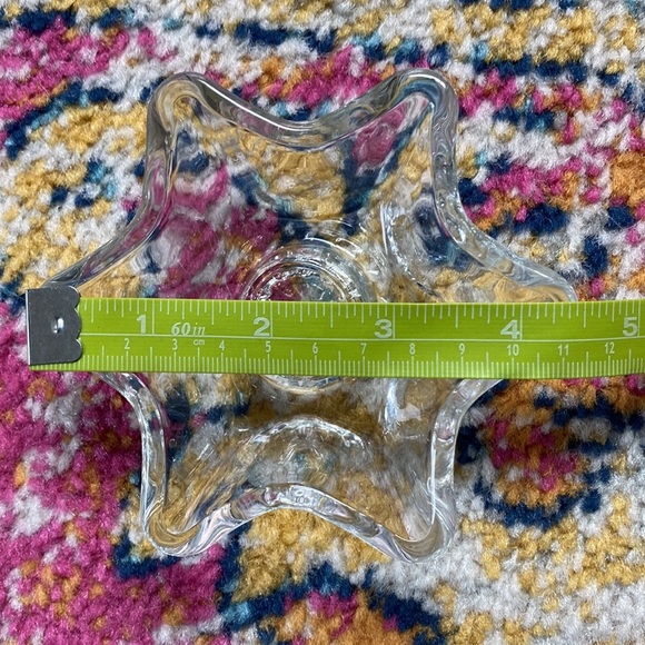 Vintage Clear Glass 6 Point Star Shaped Candlestick Holders - 2pcs Set - Picture 5 of 6